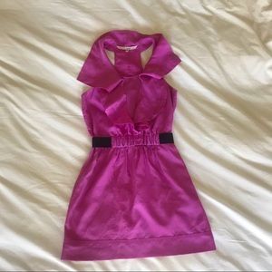 Magenta Ruffle Mini Dress
